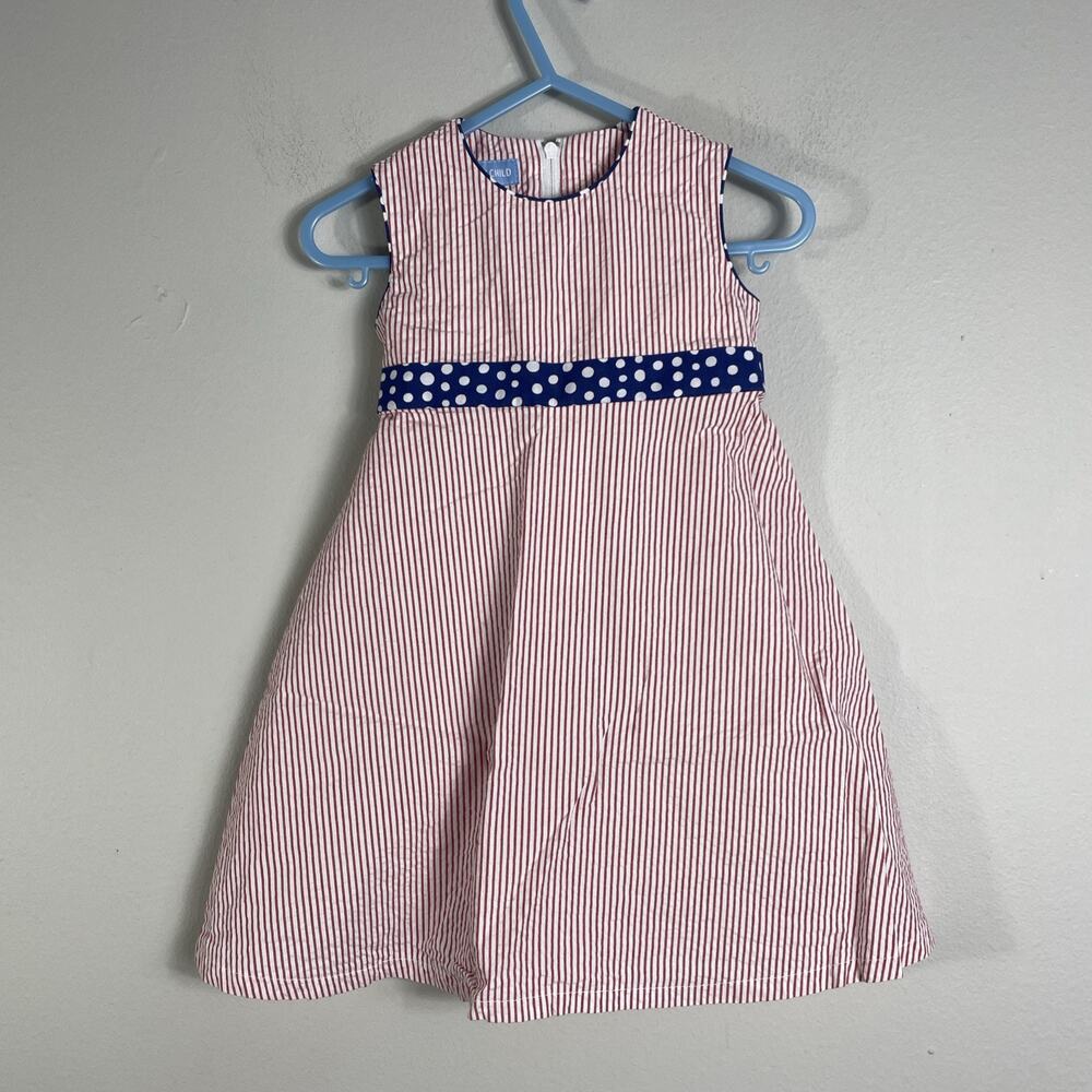 Mondays Child Girls Size 18M Sleeveless Dress Red White Stripes Sundress